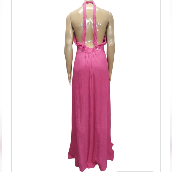 A Peach Pink Low V Cut Open Back Split Maxi & Mini Dress - Picture 10 of 16